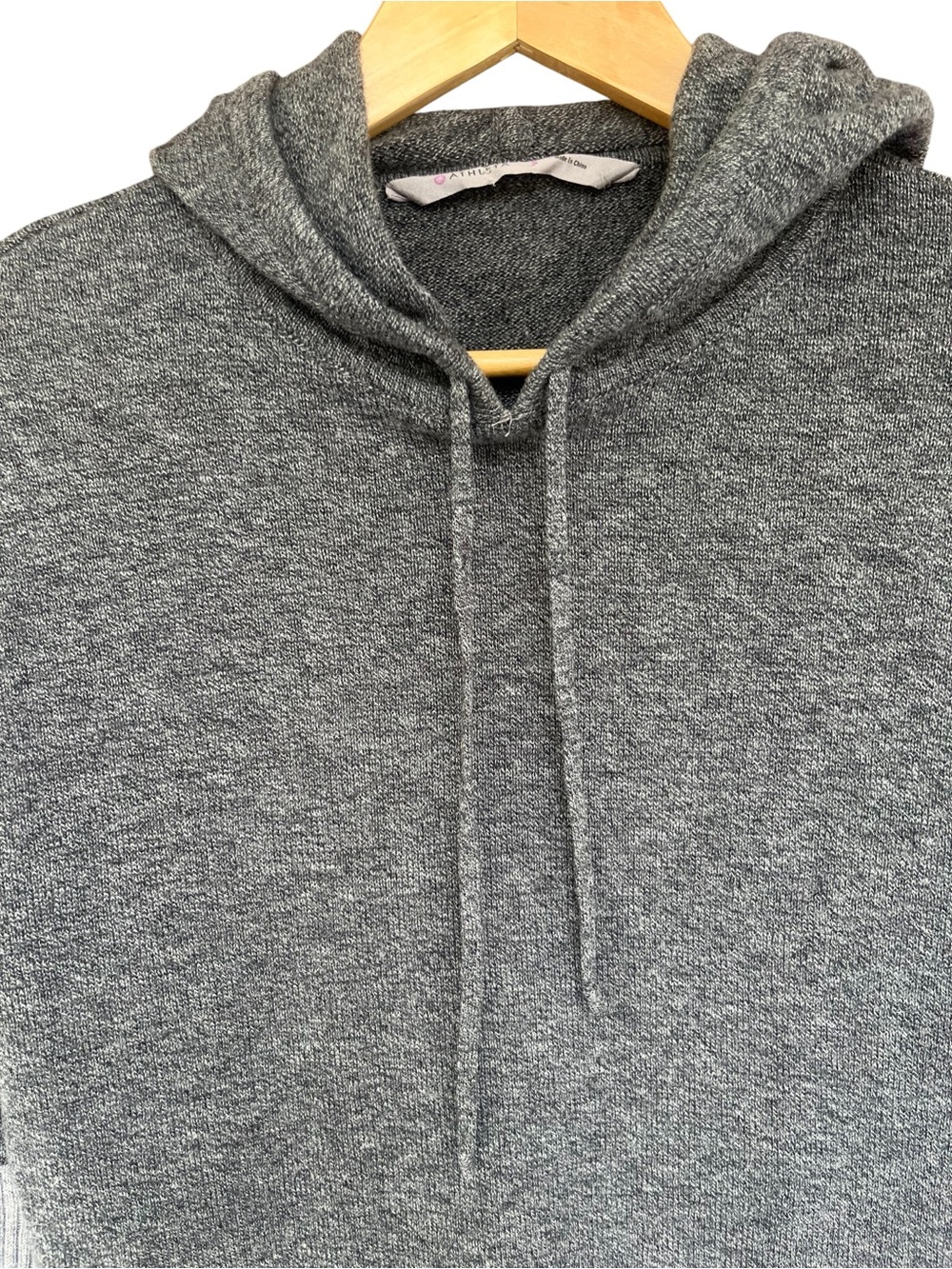 ATHLETA 100% Extra Fine Merino Wool Gray Colorblock Hoodie Sweater Small - Picture 3 of 9